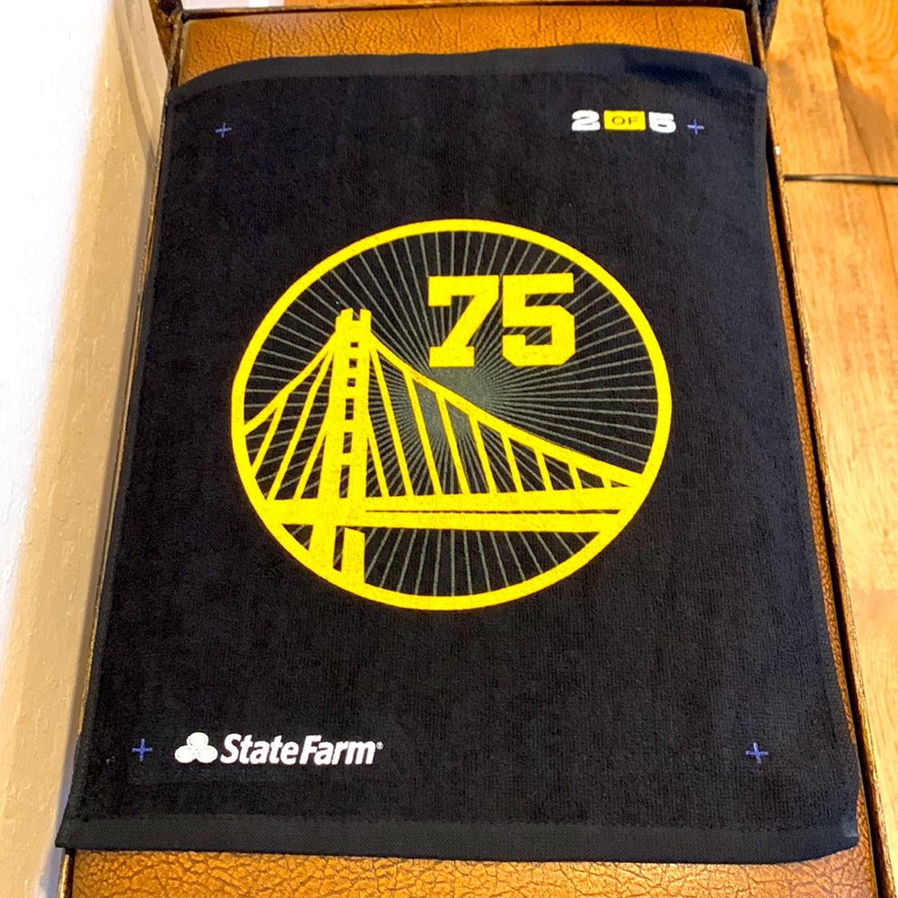 Golden State Warrior’s 75 year celebration of the NBA with a black Dub towel!